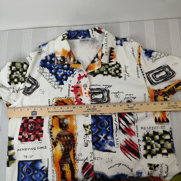 Chico’s Shaman Speaks Jacket Womens 3 / X-Large Abstract Artsy Positive Graphic - Picture 10 of 14